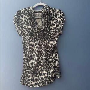 Leopard Print Ruffled Women's Top